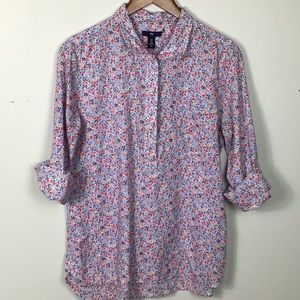 Ditsy floral print pop over lightweight cotton top